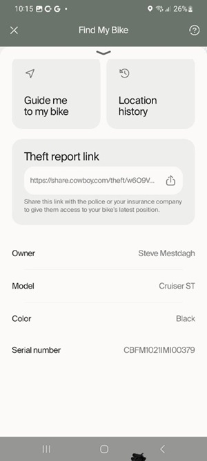 interface de l'application cowboy
